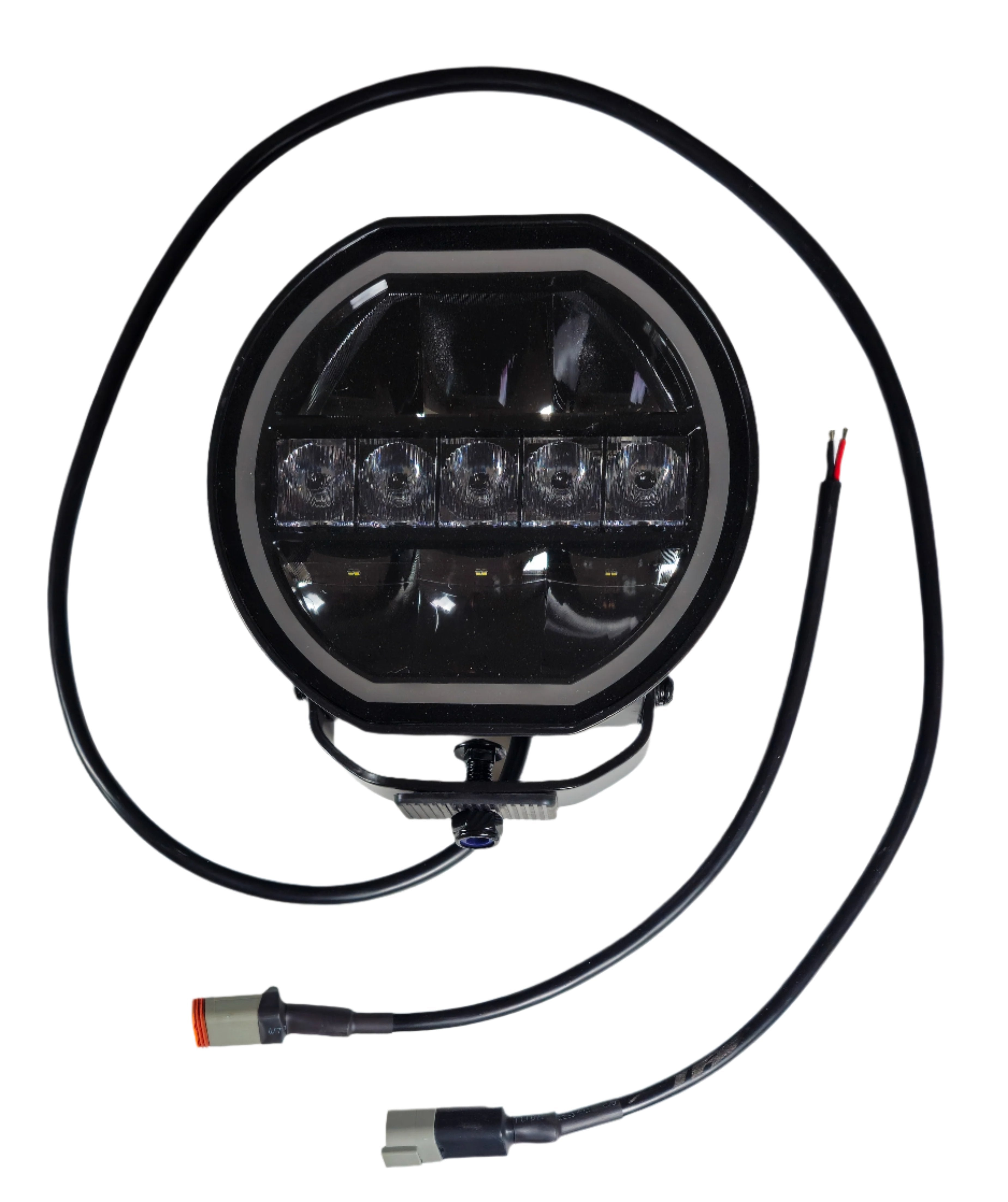 Round Off Road LED Light with White/Amber - 7 inch Front